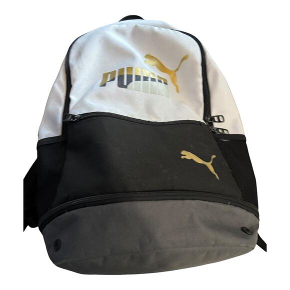 Puma White & Black Backpack with Shoe Pocket - Picture 3 of 5
